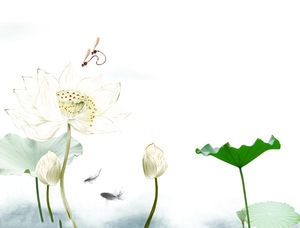 Gambar latar belakang PPT lotus ikan mas gaya cina