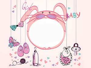 Imagen de fondo PPT rosa frontera de conejo de dibujos animados
