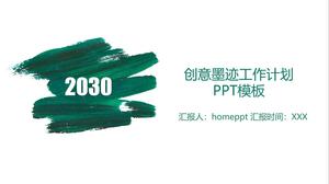 Yeşil basit yağlı boya arka plan iş planı PPT şablonu