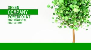 Grüne und grüne PPT-Schablone mit einfachem grünem dreidimensionalem Baumhintergrund