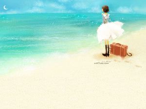PPT Hintergrundbild des Mädchens am Strand