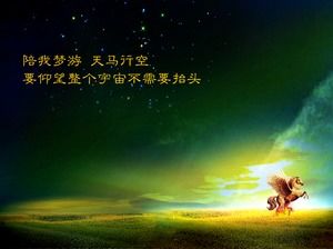 Modello PowerPoint - Esecuzione di cavallo sotto un cielo stellato colorato