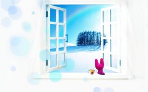 White window cartoon beautiful ppt background picture