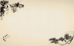 Imagem de fundo de slideshow clássico de estilo chinês de pintura a tinta antigo pinho voando guindaste cachoeira fundo