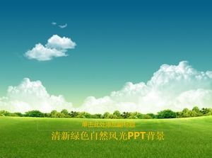 푸른 하늘과 흰 구름 잔디 배경의 자연 경관의 PPT 배경 그림