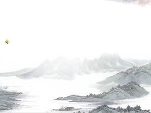 Китайский стиль PPT скачать фоновое изображение на фоне изящных чернил пейзажной живописи