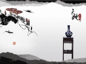 Eine Reihe von PPT-Hintergrundbildern des klassischen chinesischen Stils des Hintergrunds der chinesischen Tuschemalerei