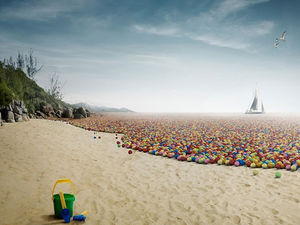 Exquisite Strand Strand PowerPoint Hintergrundbild herunterladen