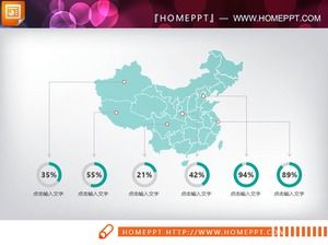 Mapa verde de China PPT chart