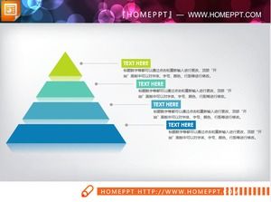 3つの簡潔で平らなピラミッドレベルの関係PPTチャート