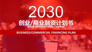 Plantilla PPT de plan de financiación empresarial dinámico rojo para fondo de cuello blanco de negocios