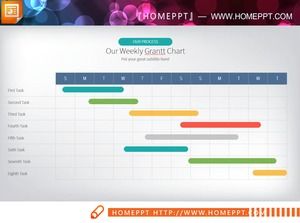 Gráfico de cores plano de progresso do trabalho PPT Gantt