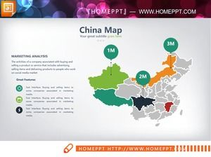 Metin açıklaması ile renkli Çin harita PPT grafiği
