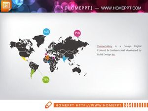 Schwarze Weltkarte PPT-Karte