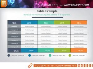 色の絶妙なPPTデータテーブル