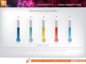 Цветной термометр в стиле гистограммы PPT