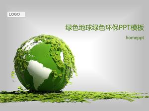 绿色地球背景下的环保主题PPT模板
