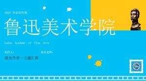 Plantilla ppt de tema creativo de graduación de verano de la Academia de Bellas Artes de Lu Xun
