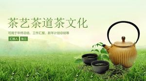 Modèle ppt de thème de la culture du thé de la cérémonie du thé de l'art du thé de style frais vert élégant
