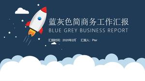 Plantilla ppt de informe de trabajo empresarial simple gris azul pequeño cohete