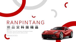 Esposizione di auto sportive e presentazione modello ppt stile rivista di moda rosso passione