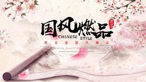 Atmosfera floral rosa pêssego estilo chinês resumo de trabalho modelo ppt
