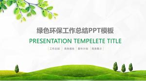 Green leaf grass small fresh green environmental protection work summary report ppt template