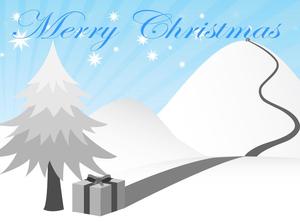 Animație a cadourilor de Crăciun alunecând în jos din vârful șablonului ppt de carte de felicitare de Crăciun de munte înzăpezit