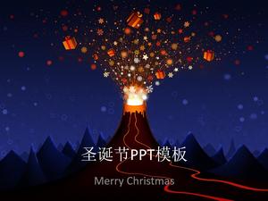 火山噴發聖誕禮物-聖誕快樂聖誕節ppt模板