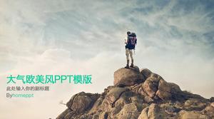 High mountain artificial peak-flat atmosphere business work report ppt template