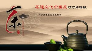 Encre classique et lavage modèle de ppt de culture de cérémonie du thé d'art de thé de style chinois