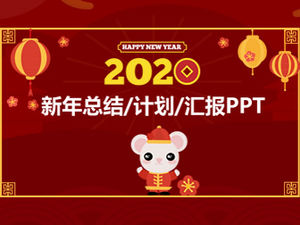 2020 rok szczura chińskiego nowego roku motyw świąteczny czerwony nowy rok szablon ppt