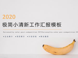 Modèle ppt de rapport de travail frais minimaliste de photo principale de banane