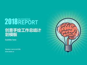 Brain bulb digambar tangan, kreatif datar, templat laporan kerja bisnis yang indah