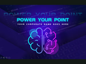 Kreativer Schaltplan des Gehirns hellblaue und violette Farbe Geschäft elektronischer Stil ppt Vorlage