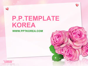 Roses and greeting cards for lovers-Valentine's Day ppt template for Chinese Valentine's Day