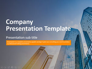 Modern business building background orange and blue color flat European style ppt template