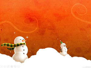 Kar kırmızı şenlikli ppt şablonunda küçük kardan adam
