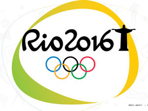 الكرتون الملونة بسيطة مسطحة قالب دورة الالعاب الاولمبية ريو باور بوينت