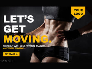 Modelo de ppt de tema esportivo preto e amarelo atmosférico para modelagem corporal para perda de peso