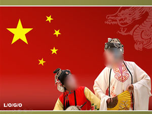 خمس نجوم العلم الأحمر تيانانمين التنين الصيني الصيني جوهر أوبرا بكين قالب باور بوينت