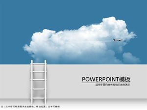 Nuvem escada azul céu branco nuvens avião simples azul business ppt template