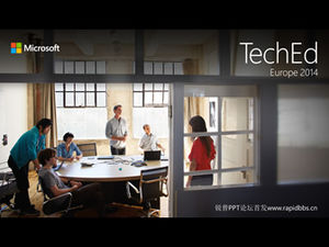 Template ppt perusahaan Microsoft 2014 gaya ringkas dan datar