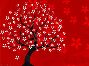 Vector tree with petals ppt template