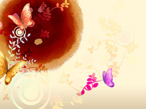 Mariposa amor flor tinta estilo chino plantilla ppt