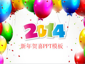 Modelo ppt de balões coloridos para o ano novo de 2014