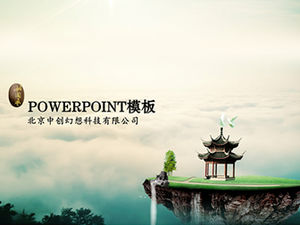 Plantilla ppt de pantalla ancha de estilo chino de paisaje de fantasía
