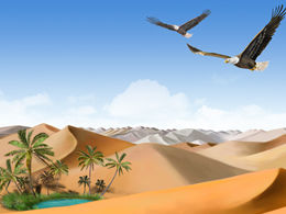 Águila golpeando la plantilla ppt paisaje desierto-desierto