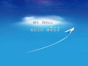 Pesawat kertas, langit biru, awan putih, template gambar latar belakang PPT