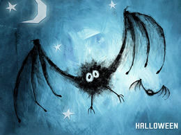 Night sky bat halloween ppt template